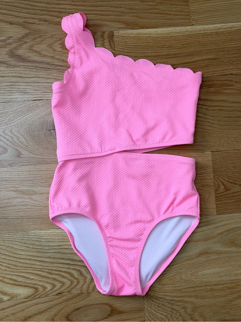 Old Navy Pink Hot Pink One-Shoulder Scallop One-Piece Swimsuit